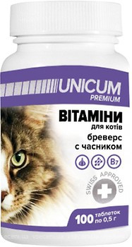 Фото UNICUM Premium Бреверс с чесноком для котов 100 таблеток