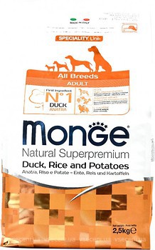 Фото Monge All Breeds Adult Duck, Rice and Potatoes 2.5 кг