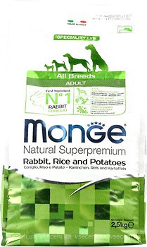 Фото Monge All Breeds Adult Rabbit, Rice and Potatoes 2.5 кг