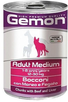 Фото Gemon Dog Medium Adult Chunks with Beef and Liver 415 г