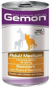 Фото Gemon Dog Medium Adult Chunks with Chicken and Turkey 1.25 кг