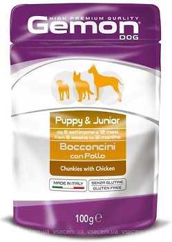 Фото Gemon Dog Wet Puppy and Junior Chunkies with Chicken 100 г