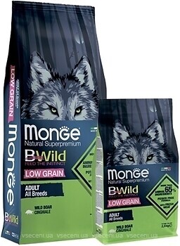 Фото Monge Dog Bwild Low Grain Adult All Breeds Wild Boar 15 кг