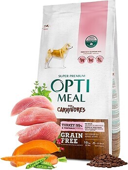 Фото Optimeal Grain Free Adult All Breeds Turkey & Vegetables 10 кг