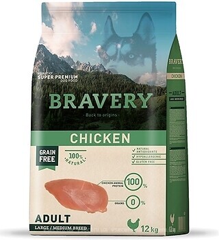 Фото Bravery Chicken Adult Large/Medium с курицей 12 кг