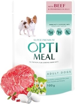 Фото Optimeal Super Premium Adult Beef & Cranberries in Jelly 100 г