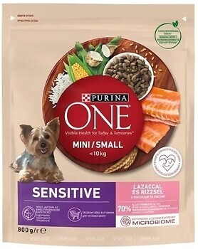 Фото Purina One Mini Sensitive Salmon and Rice 8x800 г