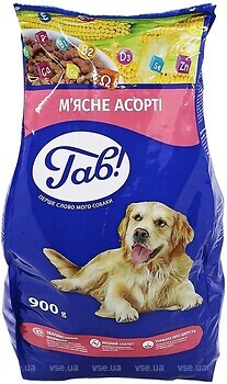 Фото Гав! Сухой корм для собак мясное ассорти 900 г