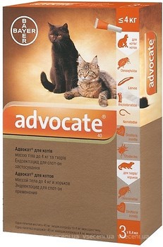 Фото Bayer Капли Advocate для котов и хорьков до 4 кг 1 шт.