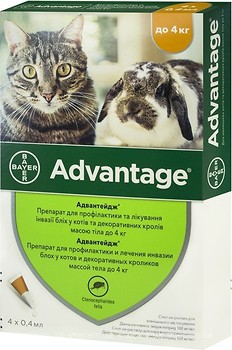 Фото Bayer Капли Advantage 40 для котов до 4 кг 4 шт.
