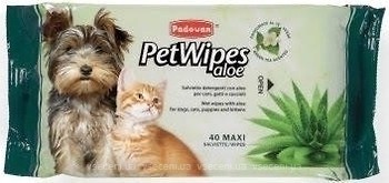 Фото Padovan Влажные салфетки Pet Wipes Aloe 40 шт. (PP00462)