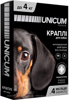 Фото UNICUM Капли Premium для собак до 4 кг 3 шт. (UN-006)