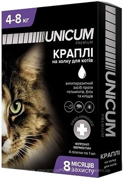 Фото UNICUM Капли Premium для котов 4-8 кг 4 шт. (UN-030)
