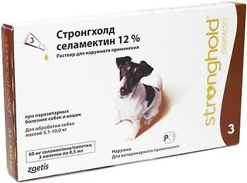 Фото Zoetis Капли Стронгхолд 12% для собак 5-10 кг 3 шт.