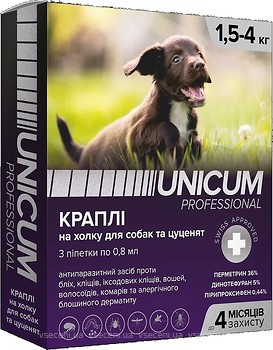 Фото UNICUM Капли Pro для собак 1.5-4 кг 3 шт. (UN-085)
