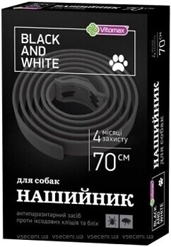 Фото Vitomax Ошейник Black & White собак черный 70 см