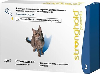 Фото Zoetis Капли Стронгхолд 6% для котов 2.6-7.5 кг 1 шт