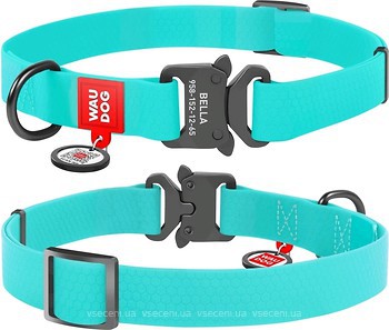 Фото Collar Классический Waudog Waterproof 35-58 cсм / 25 мм бирюзовый (2783)