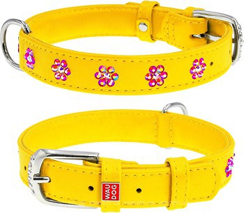 Фото Collar Классический Waudog Glamour 27-36 см / 15 мм желтый (32848)