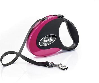Фото Flexi Поводок-рулетка ленточная Collection M 5 м / 25 кг black/pink
