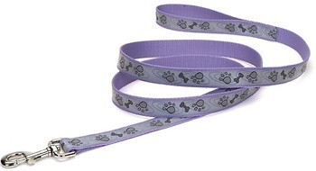 Фото Coastal Поводок классический Lazer 1.8 м / 25 мм purple with paws (46966_PPP06)