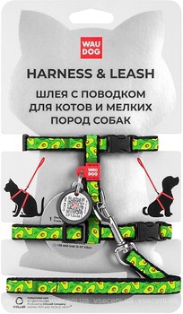 Фото Collar Шлея с поводком Waudog Nylon 20-30 см / 25-40 см / 10 мм зеленый (5496)