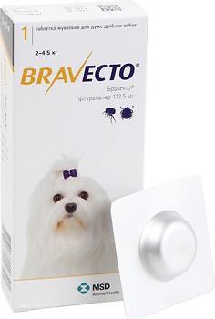 Фото MSD Animal Health Таблетки Бравекто (Bravecto) 2-4.5 кг, 1 шт