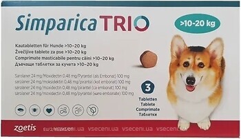 Фото Zoetis Таблетки Симпарика Трио (Simparica Trio) 24 мг, 10-20 кг 1 шт