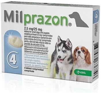 Фото KRKA Таблетки Милпразон (Milprazon) для собак до 5 кг, 4 шт