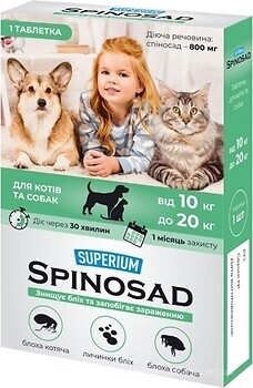 Фото Superium Таблетки Spinosad 800 мг, 10-20 кг 1 шт