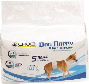 Фото Croci Пояс гигиенический Dog Nappy Male Version S 30-40 см 12 шт. (C6028711)