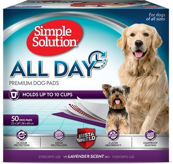 Фото Simple Solution Пеленки All Day Premium Dog Pads 58x60 см 50 шт. (SS10242)