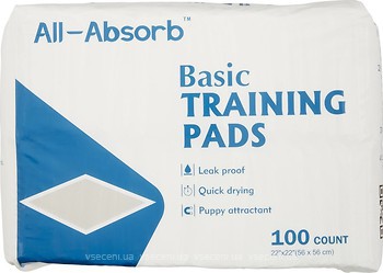 Фото All Absorb Пеленки Basic Training Pads 56x56 см 100 шт. (125314)