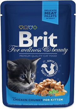 Фото Brit Premium Cat Pouches for Kitten Chicken Chunks 100 г