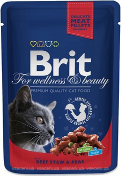 Фото Brit Premium Cat Pouches Beef Stew & Peas 100 г