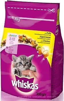Фото Whiskas Сухой корм Вкусные подушечки для котят с курицей 350 г