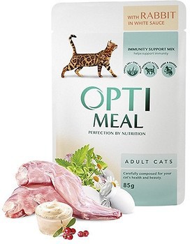 Фото Optimeal For Adult Cats With Rabbit in white sauce 85 г