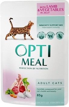 Фото Optimeal For Adult Cats With Lamb & Vegetables in jelly 12x85 г
