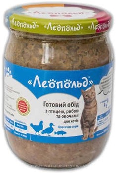Фото Леопольд Готовый обед с птицей, рыбой и овощами 500 г
