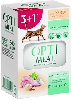 Фото Optimeal For Adult Cats With Rabbit in white sauce 4x85 г