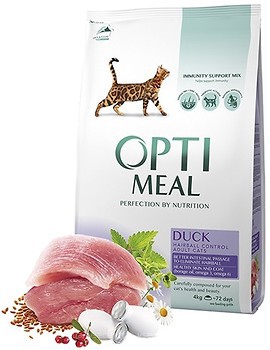 Фото Optimeal For Adult Cats Hairball Control Duck 200 г