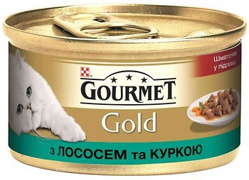 Фото Gourmet Gold Кусочки в соусе с лососем и курицей 85 г