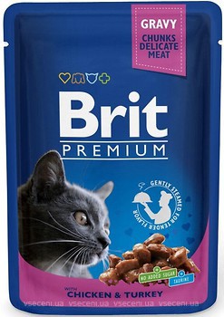 Фото Brit Premium Cat Pouches Chicken & Turkey 24x100 г