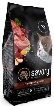 Фото Savory Adult Cat Sensitive Digestion Fresh Lamb & Turkey 2 кг