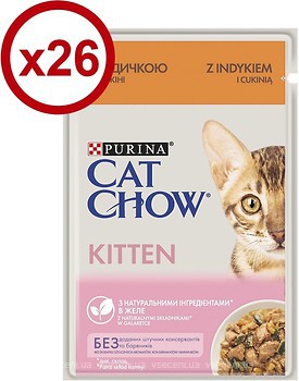 Фото Cat Chow Kitten с индейкой и цуккини 26x85 г