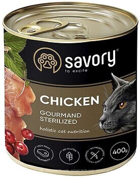 Фото Savory Adult Cat Gourmand Sterilized Chicken 400 г