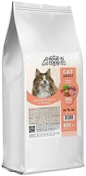 Фото Home Food Сухой корм для взрослых кошек Выведение шерсти 400 г