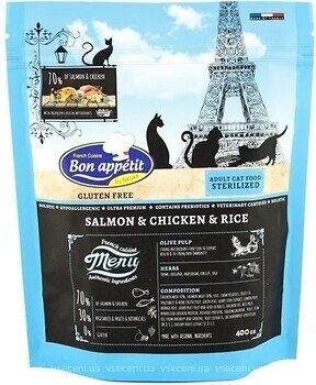 Фото Bon Appetit Adult Sterilized Cat Salmon, Chicken & Rice 400 г