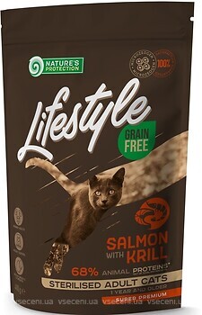 Фото Nature's Protection Lifestyle Grain Free Salmon with krill Sterilised Adult Cat 7 кг