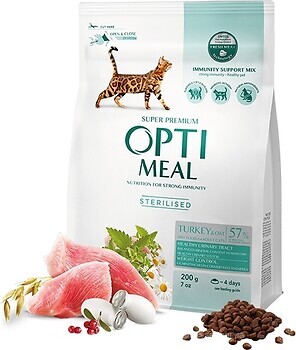 Фото Optimeal For Sterilised Cats With Turkey & Oat 200 г